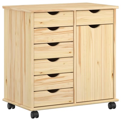 vidaXL - Rollende - kast - 63,5 - x - 39 - x - 65,5 - cm - Massief - vurenhout - Bruin