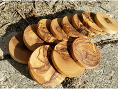 D.O.M. Set van 10 Ronde Houten Schijven – Ø 4 cm Olijfhout - DIY en Hobby