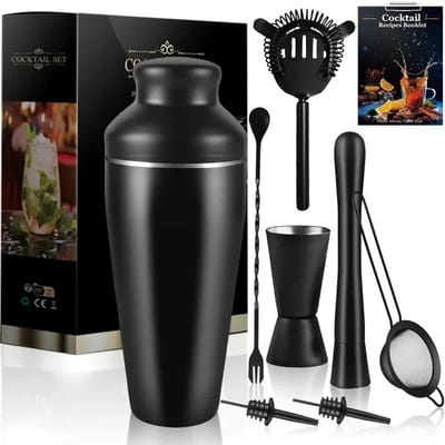 700ml Roestvrijstalen Cocktailshaker 8-delige Bartending Set Cocktailshaker Mat Zwart Mixer voor Bar Feest Bartender Tools gray