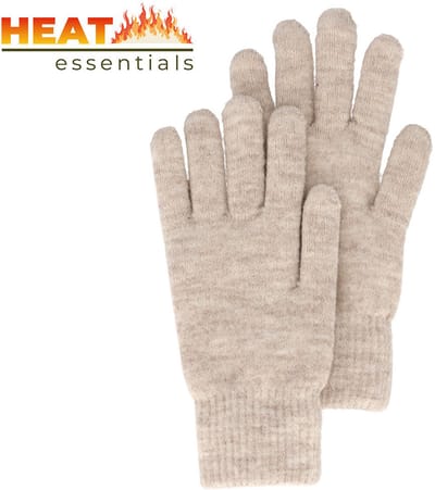 Heat Essentials - Handschoenen Dames - Wol Wit - One Size - Gebreid - Warm en Zacht