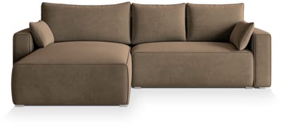 HOEKBANK FORIL Beige Veloursstof met slaapfunctie