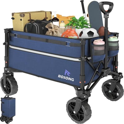 Opvouwbare wagen met wielen voor tuin, winkelen en kamperen