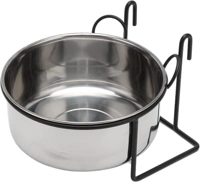Voerbak Met Standaard - Hangende Voerbak - Dieren Voeden - Afneembaar Ontwerp - 1 Centimeter Hoog - Zilver