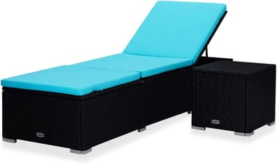 Zonneligstoel met kussen - Tuinligstoel Relaxstoel - Ontspannen in de tuin - Verstelbare zijden - 195 x 60 cm - Blauw