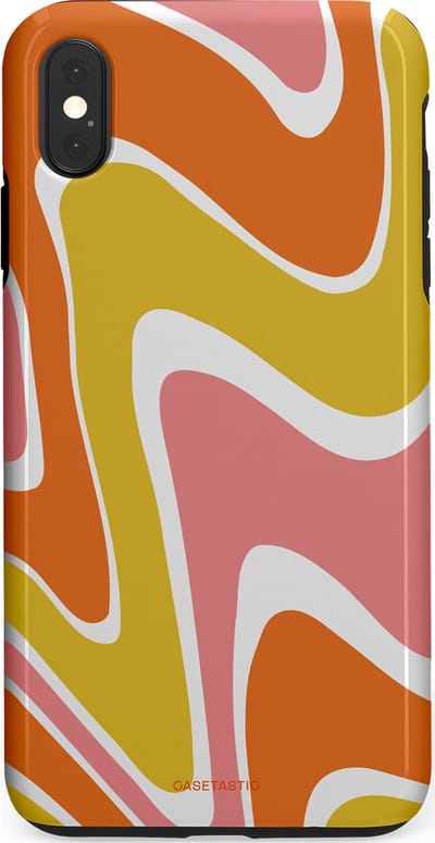 Casetastic hoesje geschikt voor Apple iPhone XS Max - Dubbellaagse bescherming - Retro rave - Fashion Case - Goud Terracotta Koraal Wit