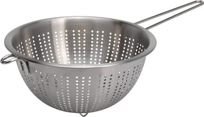 Excellent Houseware Vergiet/zeef - zilver - met handvat - 24 x 13 cm - RVS - keukenzeef - keukenverg