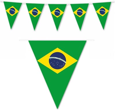 Funny Fashion Brazilië vlaggenlijn thema versiering - 500 cm - landen - kunststof