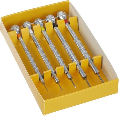 Schroevendraaierset - Horloge Reparatie - Precisiewerk - Draaibare Kop - 5 Delig - Zilverkleurig