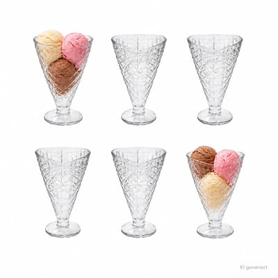 Set van 6 COPA HELADO ijshouders 340ml op voetglas - 31705