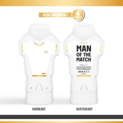 Douchegel "Man of the match" - 4 stuks - Triomf Cosmetica | Showergel Shower gel Cadeau Prijzen Goud Wit