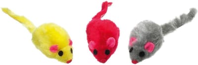 Flamingo Kattenspeelgoed Pluche Muis - Geel - 12 x 3 x 2.5 cm