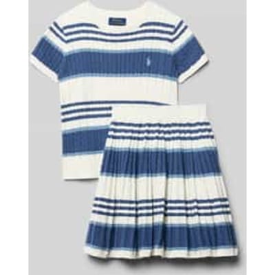 regular fit set van gebreide pullover en rok van puur katoen