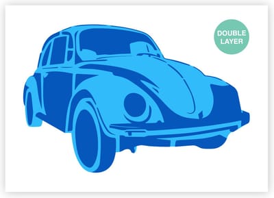 Volkswagen Kever sjabloon - 2 lagen kunststof A3 stencil - Kindvriendelijk sjabloon geschikt voor graffiti, airbrush, schilderen, muren, meubilair, taarten en andere doeleinden