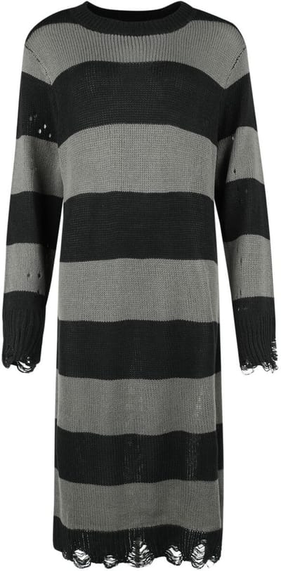 KIHILIST by KILLSTAR - Gothic Maxi-jurk - Within Souls Sweater Dress - XS tot 4XL - voor Vrouwen - zwart-grijs