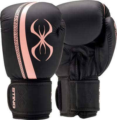 STING Bokshandschoen AURORA | Zwart/peach | klittenband 10oz