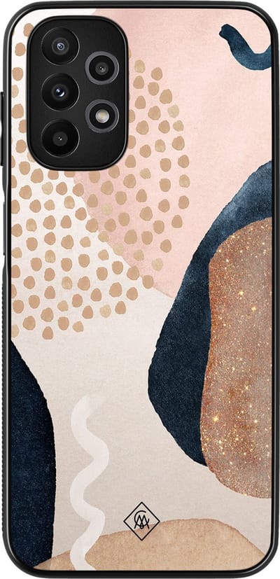 Casimoda® hoesje - Geschikt voor Samsung Galaxy A13 4G - Abstract Dots - Zwart TPU Backcover - Geometrisch patroon - Bruin/beige