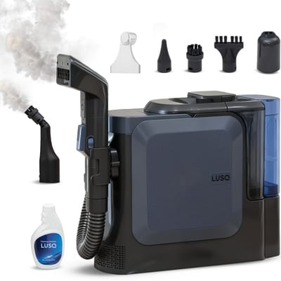 LUSQ Tapijtreiniger PRO 1800W - Stoomreiniger en Vlekkenreiniger Bank & Tapijt - 6 Opzetstukken - 100° Stoom - Zelfreinigend en Schoonmaakmiddel - Bankreiniger - Meubelreiniger - Handstomer