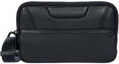 PORSCHE DESIGN Leren schoudertas Roadster Leather Travel Pouch Black zwart