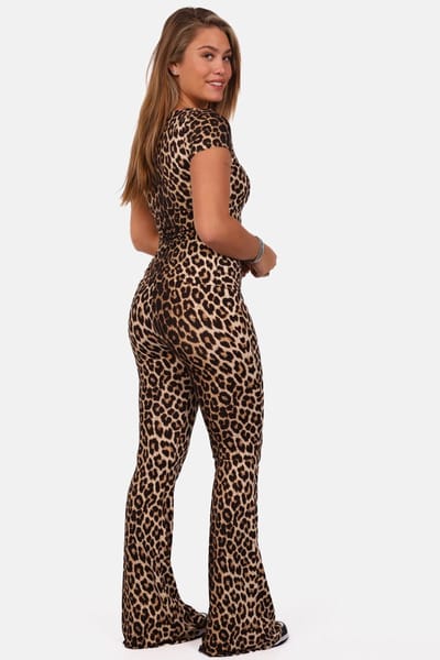 Getdrezzed Top - Maat: XL - T-shirt vierkante hals travel leopard