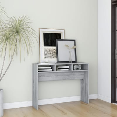 vidaXL - Wandtafel - 105x30x80 - cm - bewerkt - hout - grijs - sonoma - eikenkleurig