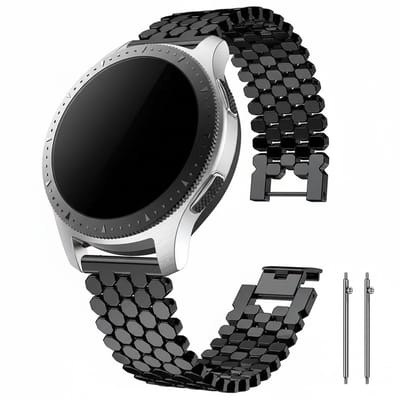 Stalen bandje - geschikt voor Garmin Venu (2 Plus) / Venu SQ (2) / Vivomove (Style - Sport) / Vivoactive 3 / 5 / 6 / Forerunner 55 / 165 / 245 / 645 / 570 - 42mm - rvs - zwart