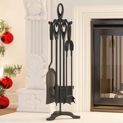 Gietijzeren 5-delige Open Haard Accessoires Set – Duurzaam en Elegante Haard Gereedschappen