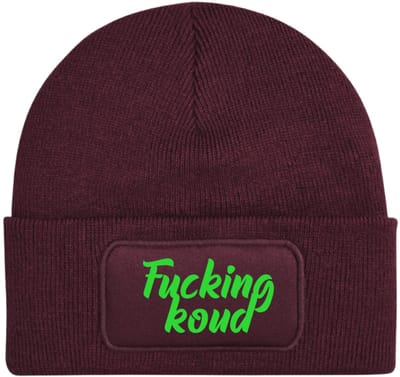 Fucking koud wintermuts burgundy | fluor groen - soBAD. | Wintersport | Après ski verkleedkleren | Unisex | Heren en Dames Beanie