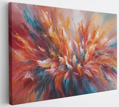 Saammp Canvas Schilderij - explosie van verf - Abstract - 30x20 - Foto op canvas - Wanddecoratie - Muurdecoratie Woonkamer - Slaapkamer decoratie - Canvas Print