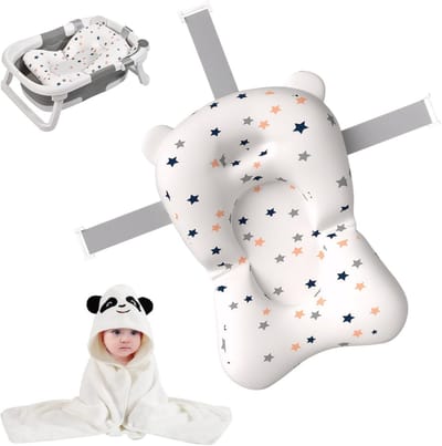 Badset voor pasgeborenen, antislip badmat, badhanddoek met capuchon, badaccessoires voor baby's