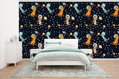 Behang - Fotobehang Planeten - Hond - Patroon - Breedte 500 cm x hoogte 280 cm