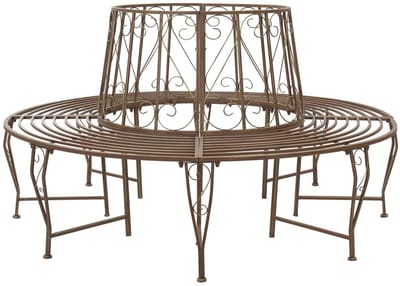 vidaXL - Boom - Bank - 8-Aantal - zitplaatsen - Ø - 160 - x - 89 - cm - Staal - Antiek - Bruin