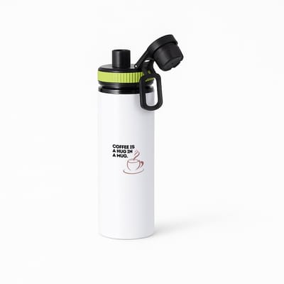 Hacebo® - coffee is a hug in a mug waterfles met draaidop groen - Koffie - koffie drinkers/liefhebbers - verjaardagscadeau - cadeau - kado - geschenk - verjaardag - collega's - water fles - 850ML