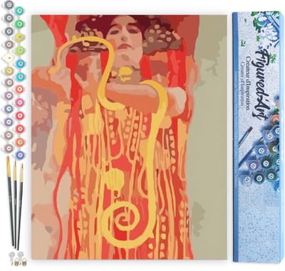 Figured'Art Schilderen op Nummer Volwassenen canvas Gustav Klimt - Geneeskunde - Handwerk acrylverf Kit DIY Compleet - 40x50cm zonder frame