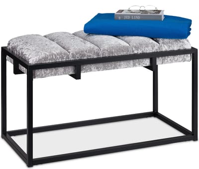 halbankje met kussen - metaal - fluwelen bekleding - 47x80x40 cm - bedbank