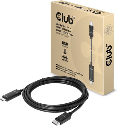 Club 3D DisplayPort 1.4 naar HDMI 4K120Hz of 8K60Hz HDR10 Kabel M/M 3m/9.84ft