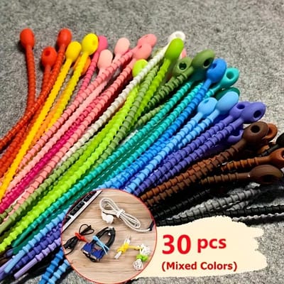 Siliconen Kabelbinders 30 Stuks Herbruikbare Snoerorganizer 12cm Flexibele Rubberen Band Multi-Kleur Utility Bevestiging Huisorganisatie