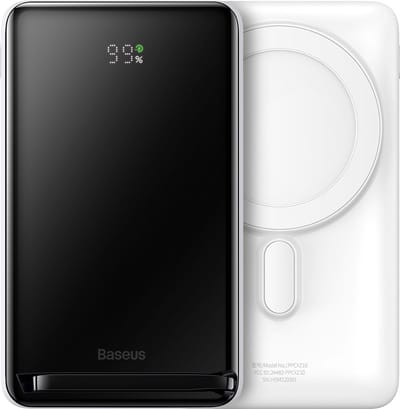 Baseus - Magnetic - Bracket powerbank met draadloos opladen MagSafe 10000mAh 20W Overseas Edition wit - (PPCX000202) - + - USB - Type - C - kabel - Baseus - Xiaobai - Series - 60W - 0,5m