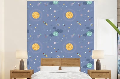 Behang - Fotobehang Patroon - Jongens - Kinderen - Ruimte - Breedte 225 cm x hoogte 280 cm