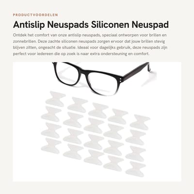 Dailygoods- Neuspads Zachte Siliconen - Neuspads Bril Zelfklevend - Antislip Neuspads - 20 Paar - 1.8mm Dikte - Accessoires voor Brillen - Neuskussens