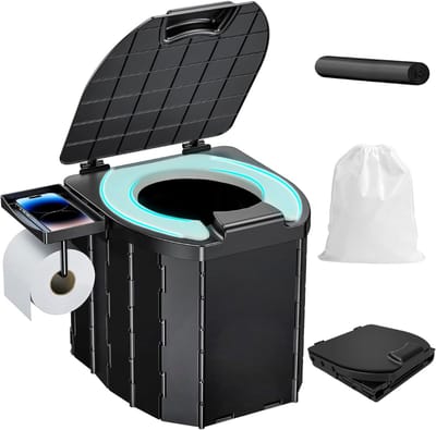 HEZIVO® Chemisch Toilet - Draagbare WC - Campingtoilet - Papierrolhouder en Telefoonhouder