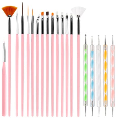 Ynkkvre -20-delige Nagelpenseelset – Voor Nailart, 3D-Designs en Creatieve Patronen