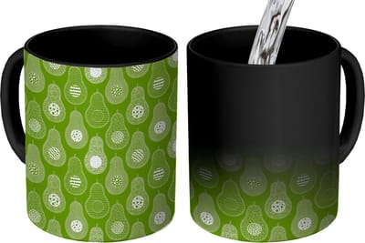 Magische Mok - Foto op Warmte Mokken - Koffiemok - Avocado - Patronen - Groen - Magic Mok - Beker - 350 ML - Theemok