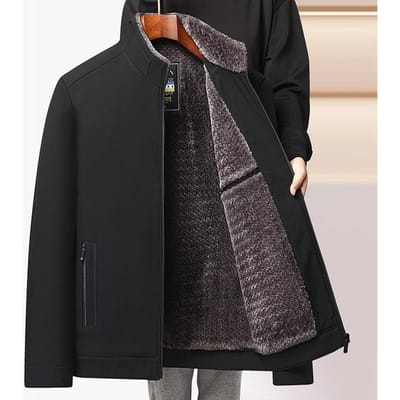 Herfst en Winter Nieuwe Opstaande Kraag Middelbare en Oudere Jas Heren Casual Shirt Kleding van Papa 4XL zwart
