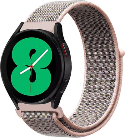 By Qubix - Geschikt voor Garmin bandje - Sport Loop nylon bandje - Zand roze - Geschikt voor Garmin Vivoactive 6 / 5 / 3 - Smartwatch bandje 20mm