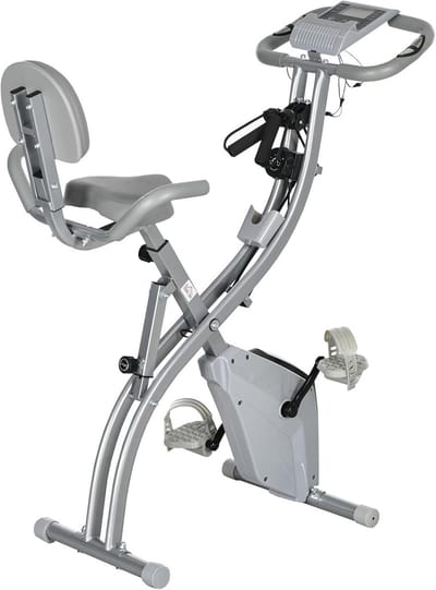 Opvouwbare Hometrainer - Indoor Fiets - Thuis Fitness - 8 Weerstandsniveaus - 105x48x118cm - Zilvergrijs
