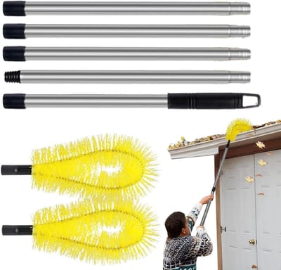 Goot Reiniger - Dakgoot Borstel - Dakgoten Schoonmaken - Verstelbare Hoek Borstel - Tot 200 cm - Grijs