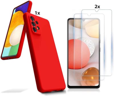 Hoesje Geschikt Voor Samsung Galaxy A52 Hoesje Soft Nano Silicone Backcover Gel Rood Met 2x Glazen Screenprotector
