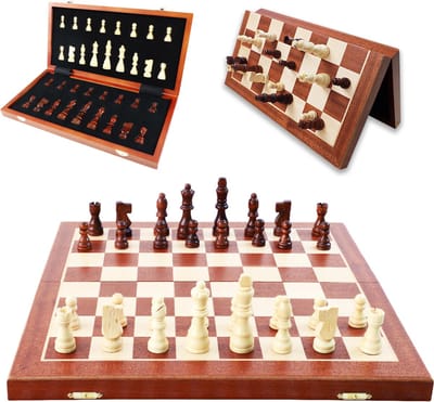 Shagam - Schaakbord Met Schaakstukken - Schaakset - Schaakspel - Schaken - Chess - Hout - 39 cm