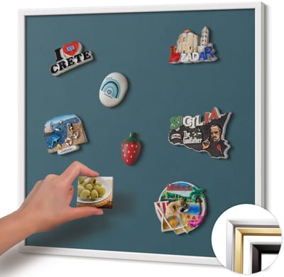 Wallfluent - Maritiem Magneetbord Met Effen Achtergrond - 50 cm x 50 cm - Magneetbord met Witte Frame - Donkerblauwe kleur - Magnetisch Wandbord - Memobord Magnetisch - Magnetisch Bord Kindvriendelijk