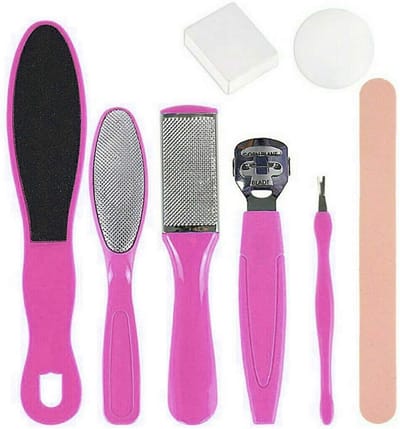 Pedicure Kit - Voetvijl Set - Eelt Verwijderen - Roestvrij Staal - 145mm Lengte - Roze